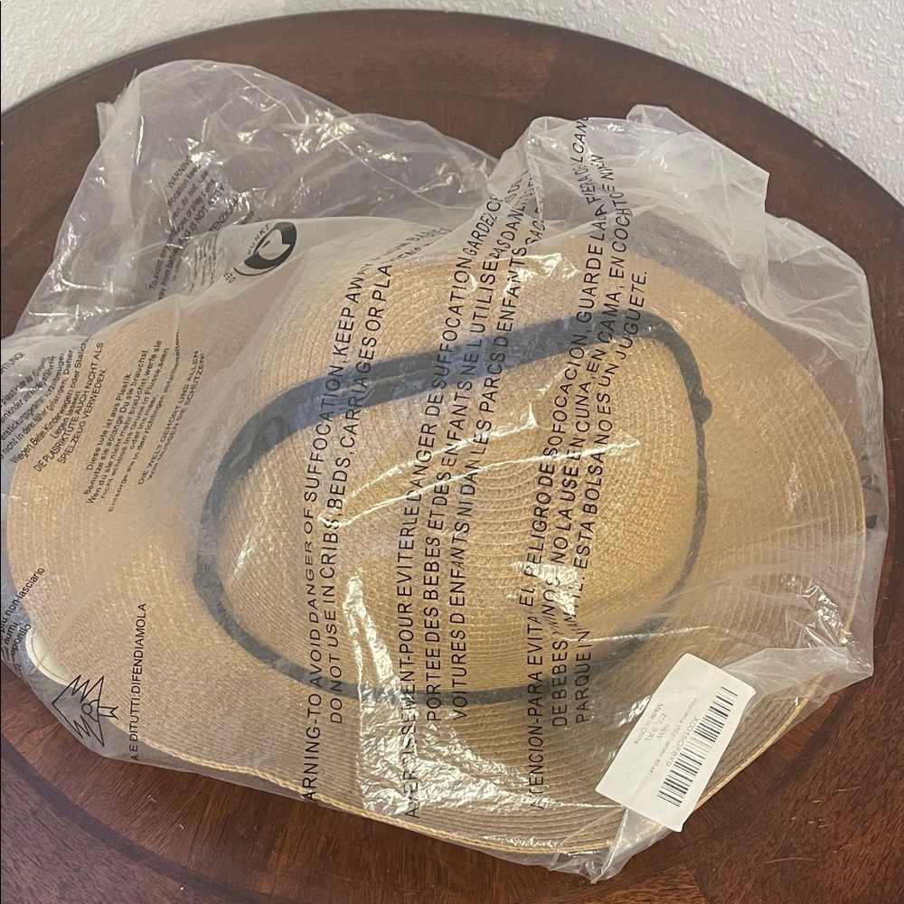 Tan Straw Hat with Black Band